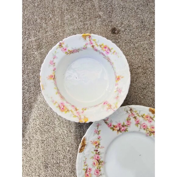 Haviland Limoges France Varenne Pink Rose Bone China Ramekin & Saucer Set Of 5 - Picture 5 of 11